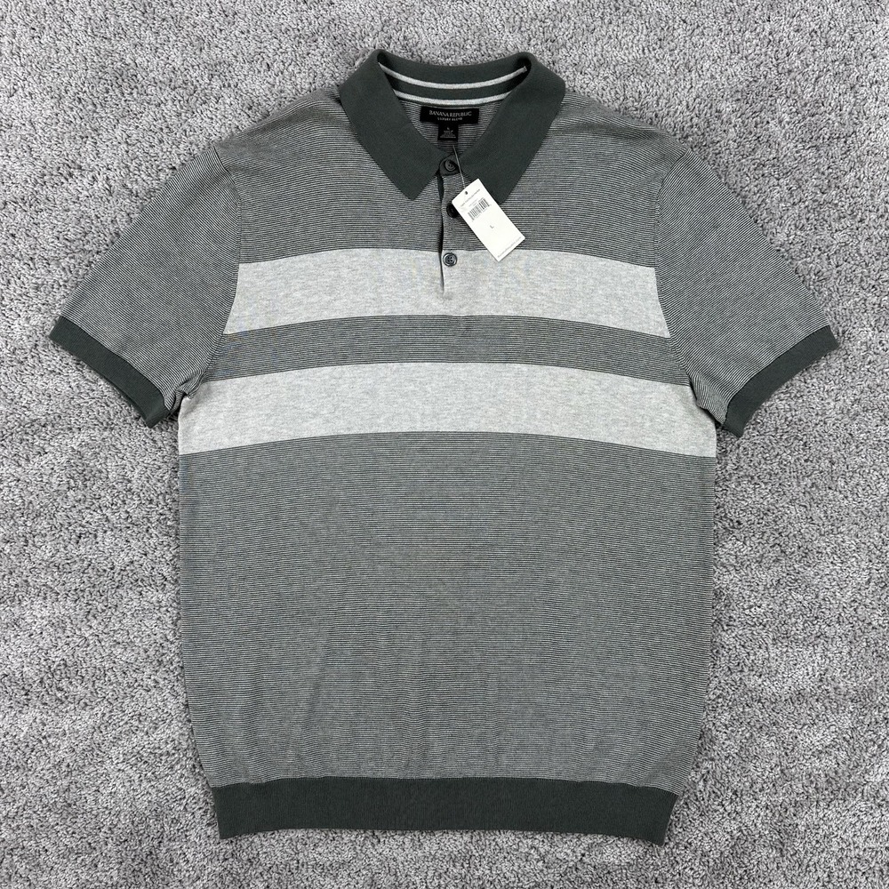Banana Republic Sweater Polo Men's L NWT Silk Cashmere Luxury Blend Short Sleeve
